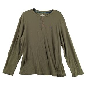 Tommy Bahama Men's Olive Green Long Sleeve Waffle Knit‎ Dexter Kill Shirt